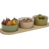Set apéritif coupelle porcelaine x3 et support bambou^Gifi Discount