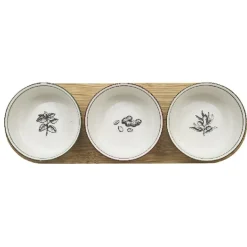 Set apéritif coupelle porcelaine x3 et support bambou^Gifi Discount