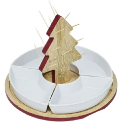 Set apéritif plateau bambou sapin Noël et coupelle x4^Gifi