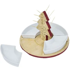 Set apéritif plateau bambou sapin Noël et coupelle x4^Gifi