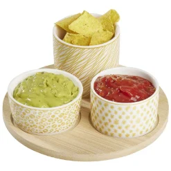 Set apéro plateau bambou Ø20cm et coupelle x3^Gifi New