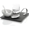 Set café gourmand ardoise et porcelaine blanche 5 pcs^Gifi Online