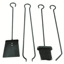 Hot Gifi Set cheminée 4 accessoires pelle balayette pince tisonnier métal
