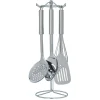 Set de 6 ustensiles de cuisine avec support inox gris Ø16xH40,5cm^Gifi Discount