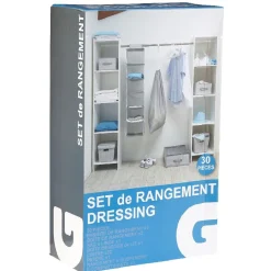 Rangement|Gifi Set de rangement dressing gris et blanc