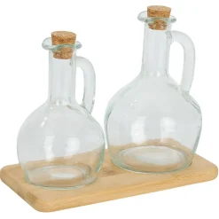 Set huilier et vinaigrier en verre et bouchon bambou^Gifi