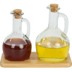 Set huilier et vinaigrier en verre et bouchon bambou^Gifi