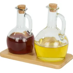 Set huilier et vinaigrier en verre et bouchon bambou^Gifi