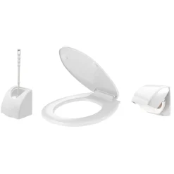 Hot Gifi Set plastique pour toilettes abattant dérouleur papier brosse WC