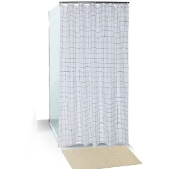 Outlet Gifi Set salle de bain tapis/rideau/anneaux - 2 modèles