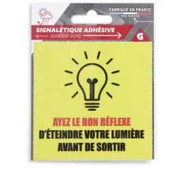 Discount Gifi Signalétique adhésive "Bon réflexe lumière" - 8x8 cm