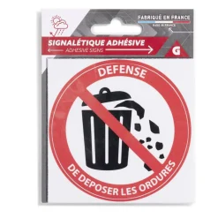 Outlet Gifi Signalétique adhésive "Défense de déposer les ordures" - 8x8 cm