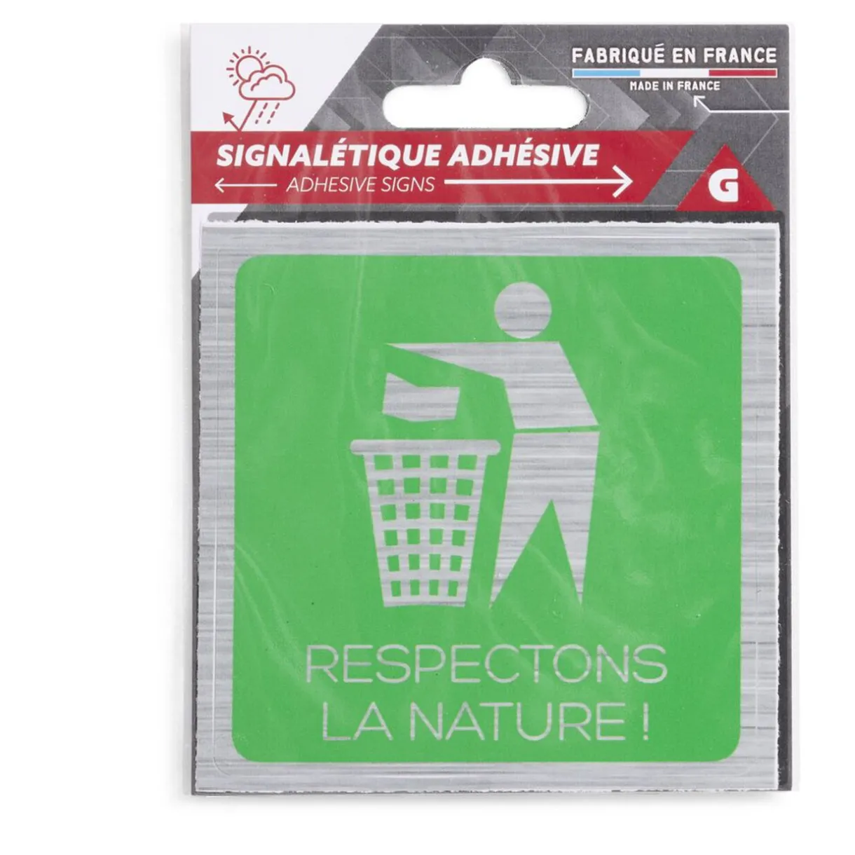 Gifi Signalétique adhésive "Respectons la nature" - 8x8 cm