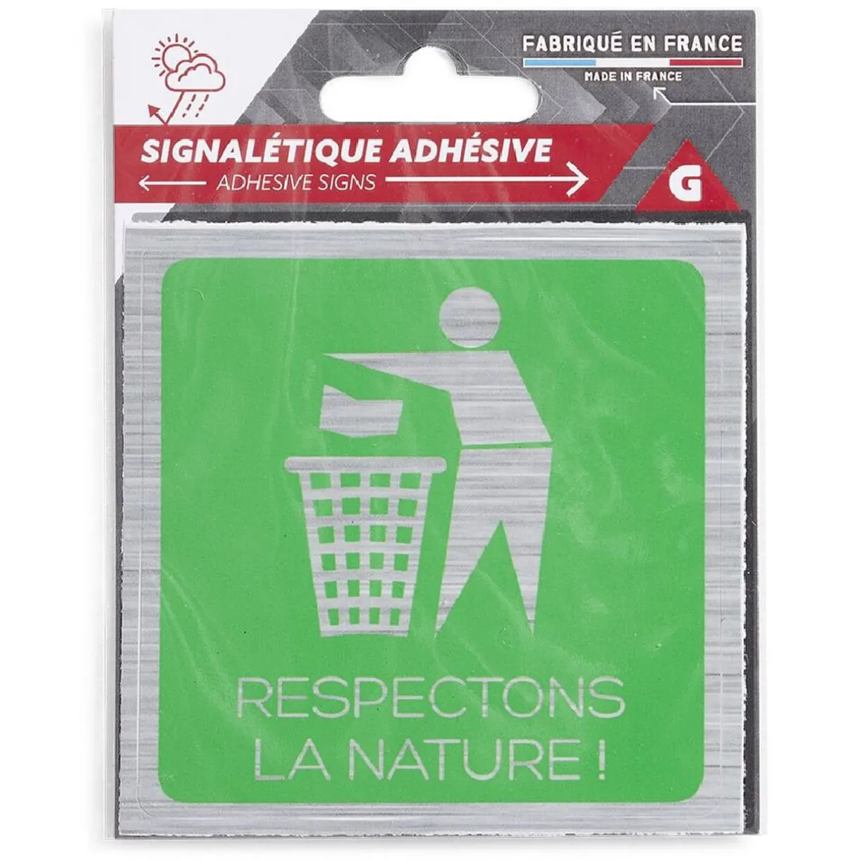 Gifi Signalétique adhésive "Respectons la nature" - 8x8 cm