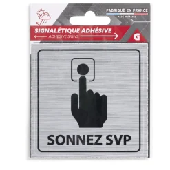 Discount Gifi Signalétique adhésive "Sonnez svp" - 8x8 cm