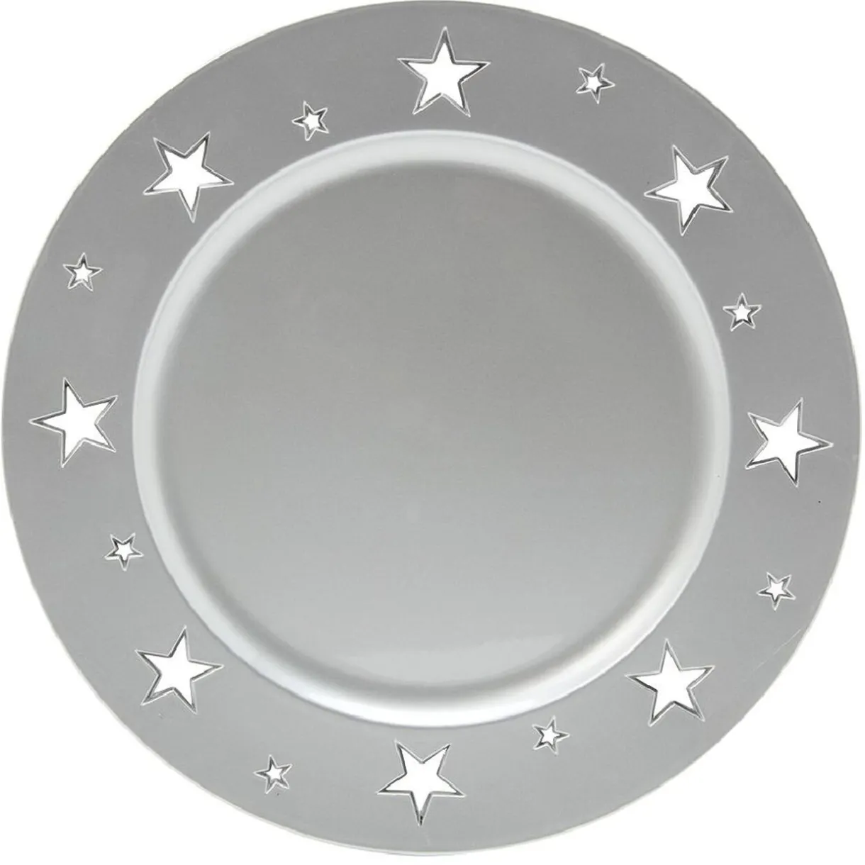 Sous assiette plastique motif étoile argenté^Gifi Best