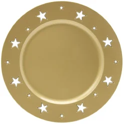 Sous assiette plastique motif étoile doré^Gifi Discount