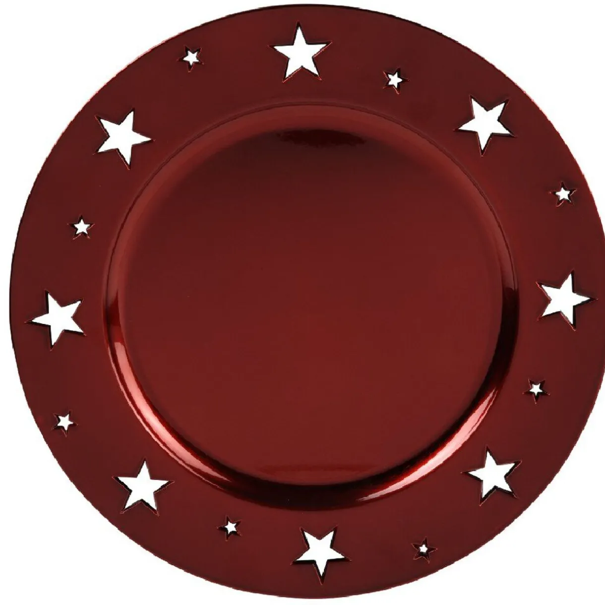 Sous assiette plastique rouge motif étoiles^Gifi New