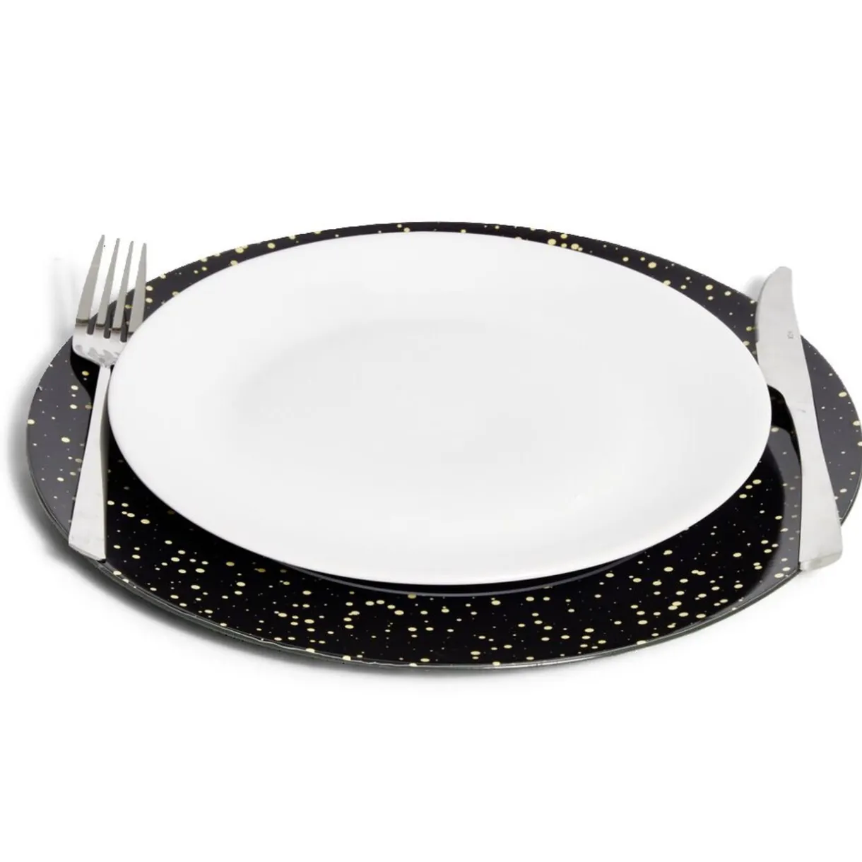 Sous assiette ronde noir et doré Ø33cm^Gifi Best