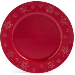 Sous assiette ronde rouge Ø33cm rebord flocon^Gifi New