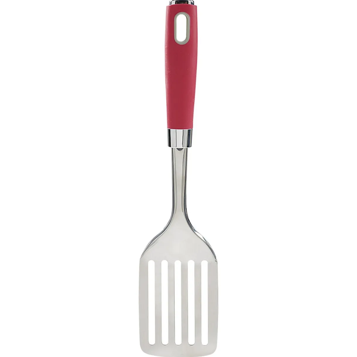 Spatule ajourée en inox avec manche en polypropylène rouge^Gifi Discount