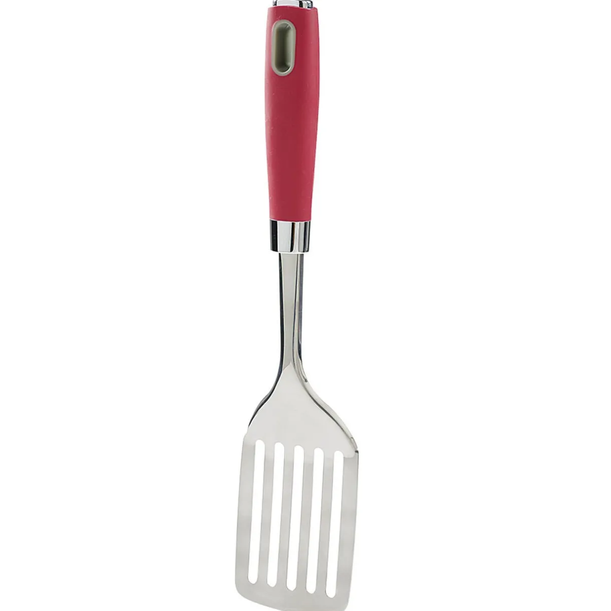 Spatule ajourée en inox avec manche en polypropylène rouge^Gifi Discount