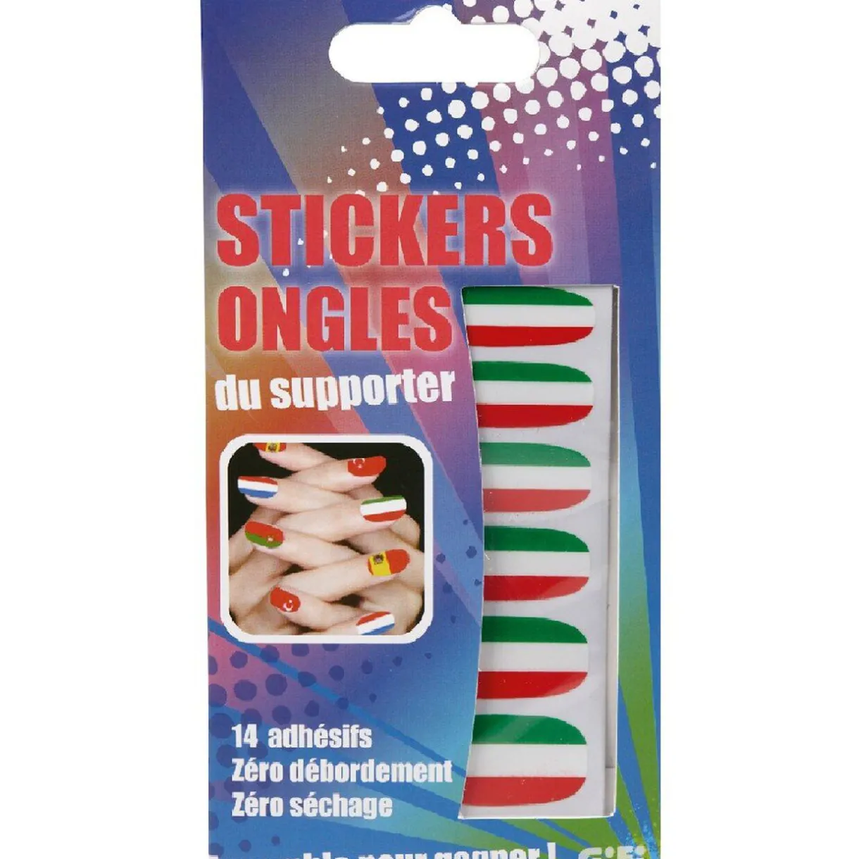 Sale Gifi Sticker ongles tricolore supporter Italie x14