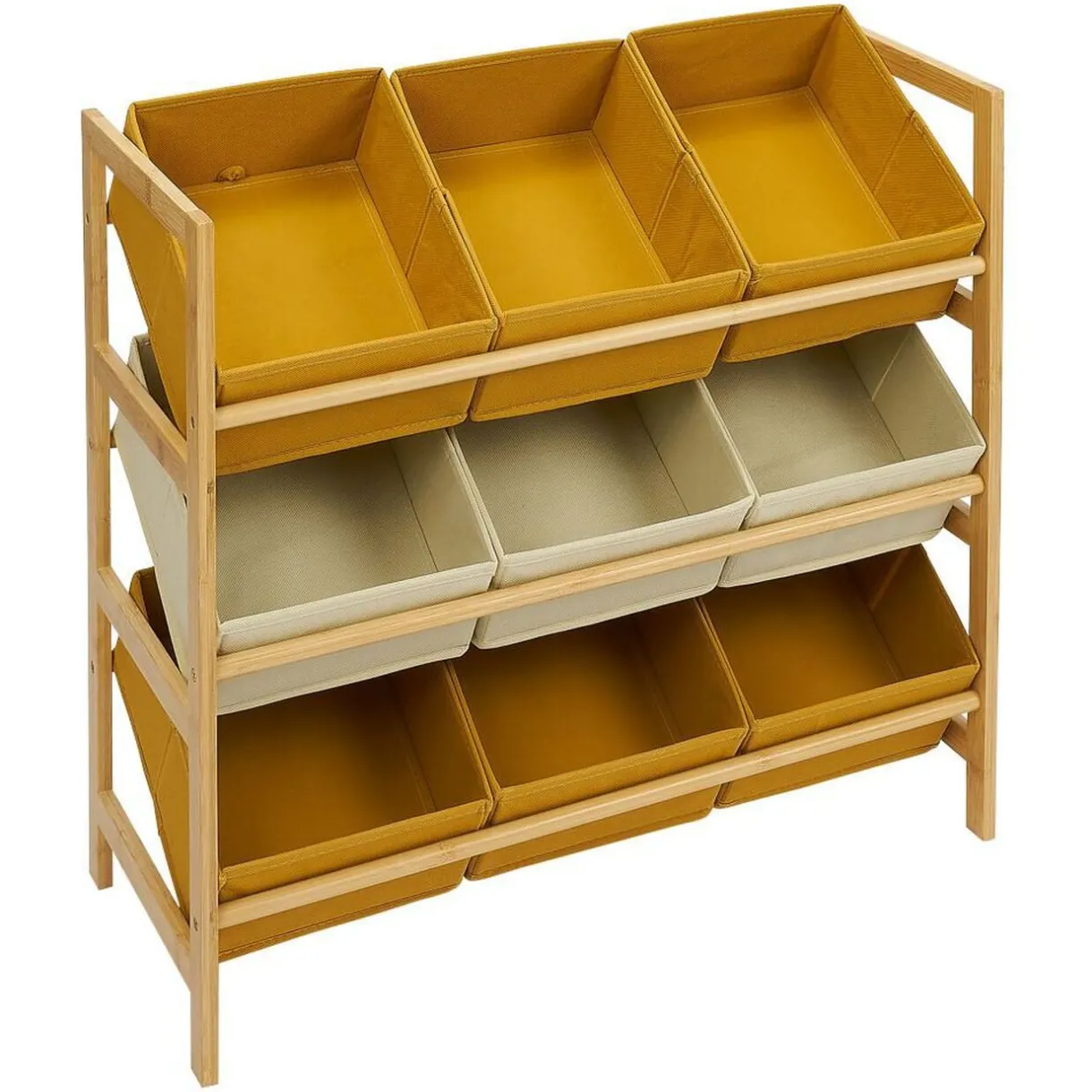 Rangement|Gifi Structure bambou avec 9 panières de rangement polyester 65xH60x27cm