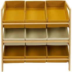 Rangement|Gifi Structure bambou avec 9 panières de rangement polyester 65xH60x27cm