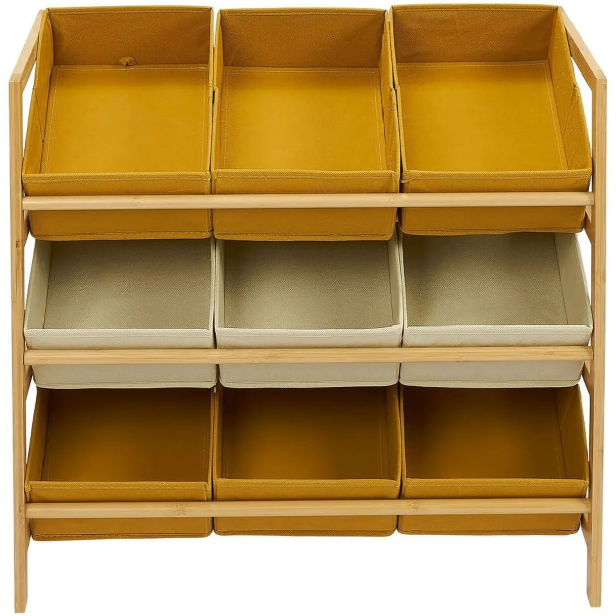 Rangement|Gifi Structure bambou avec 9 panières de rangement polyester 65xH60x27cm