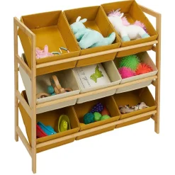 Rangement|Gifi Structure bambou avec 9 panières de rangement polyester 65xH60x27cm