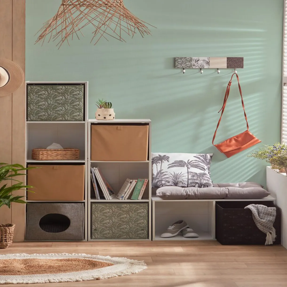 Rangement|Gifi Structure Box Cube 4 cases 35,2x30xH.137,2cm bois blanc