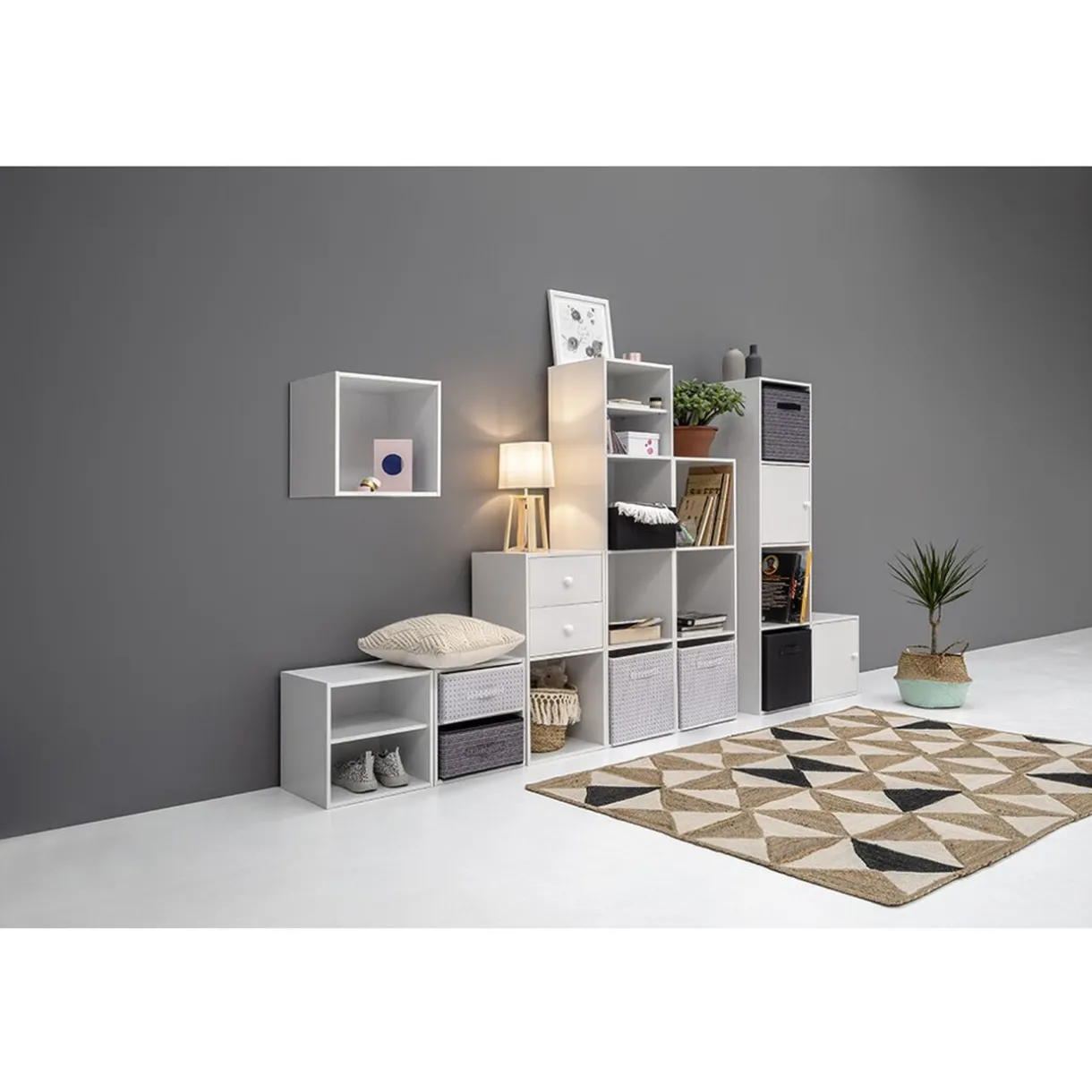 Rangement|Gifi Structure Box Cube 4 cases 35,2x30xH.137,2cm bois blanc