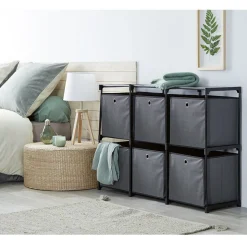 Rangement|Gifi Structure de rangement modulable en métal 6 cases avec paniers gris