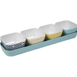 Support à apéritifs avec 4 coupelles déco jaune bleu^Gifi Best