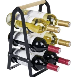 Support 6 bouteilles bois et métal noir^Gifi Sale