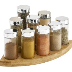 Support à épices d'angle bambou 9 pots en verre^Gifi Online