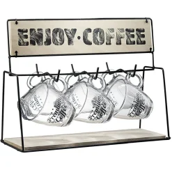 Support en métal avec 6 tasses expresso en verre^Gifi Sale