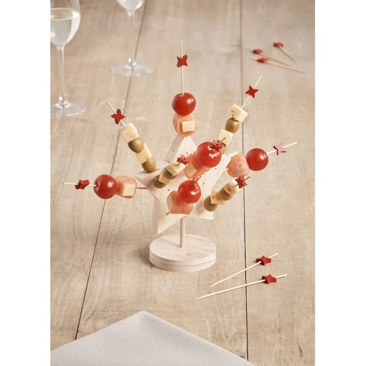 Support forme étoile bois avec 25 piques apéritif^Gifi Online