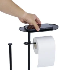 Discount Gifi Support papier WC et téléphone noir 36xH66x13,5cm