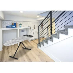 Entretien Du Linge|Gifi Table à repasser motif zig zag gris et blanc 162x46xH60/90cm