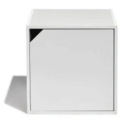 Rangement|Gifi Table de chevet Kobe blanche 2 niches et 1 porte