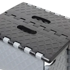 Hot Gifi Tabouret marche pied pliant noir et gris H44 cm