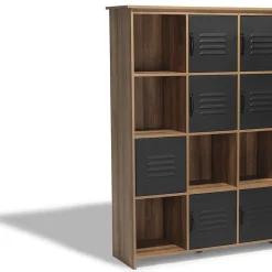 Rangement|Gifi Étagère 12 casiers Liverpool miel et noire