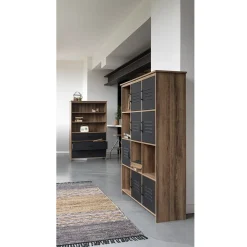 Rangement|Gifi Étagère 12 casiers Liverpool miel et noire