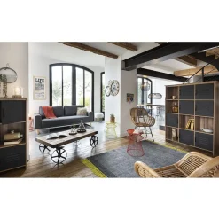 Rangement|Gifi Étagère 12 casiers Liverpool miel et noire