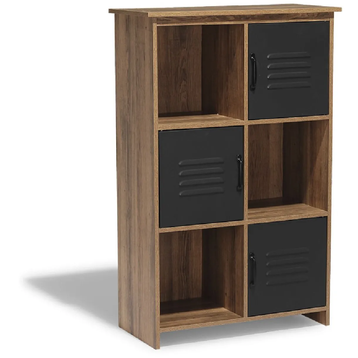 Rangement|Gifi Étagère 6 casiers Liverpool miel et noire