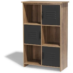 Rangement|Gifi Étagère 6 casiers Liverpool miel et noire