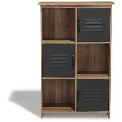 Rangement|Gifi Étagère 6 casiers Liverpool miel et noire