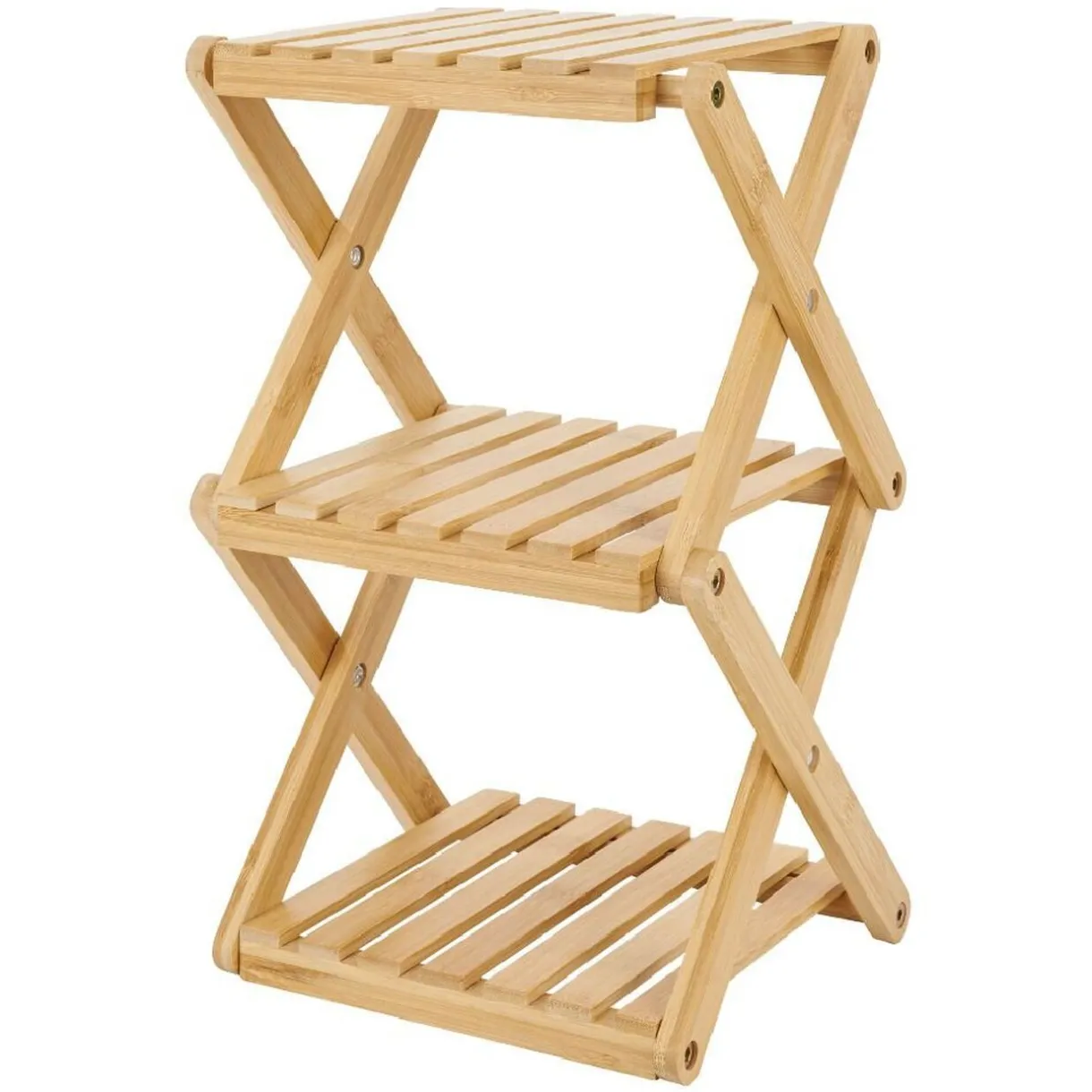 Étagère 3 niveaux pliable bambou naturel 22,1xH35,5x18,3cm^Gifi Outlet